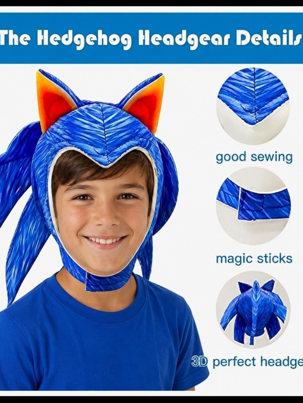 Boys Sonic the Hedgehog cosplay headpiece game stop halloween costume